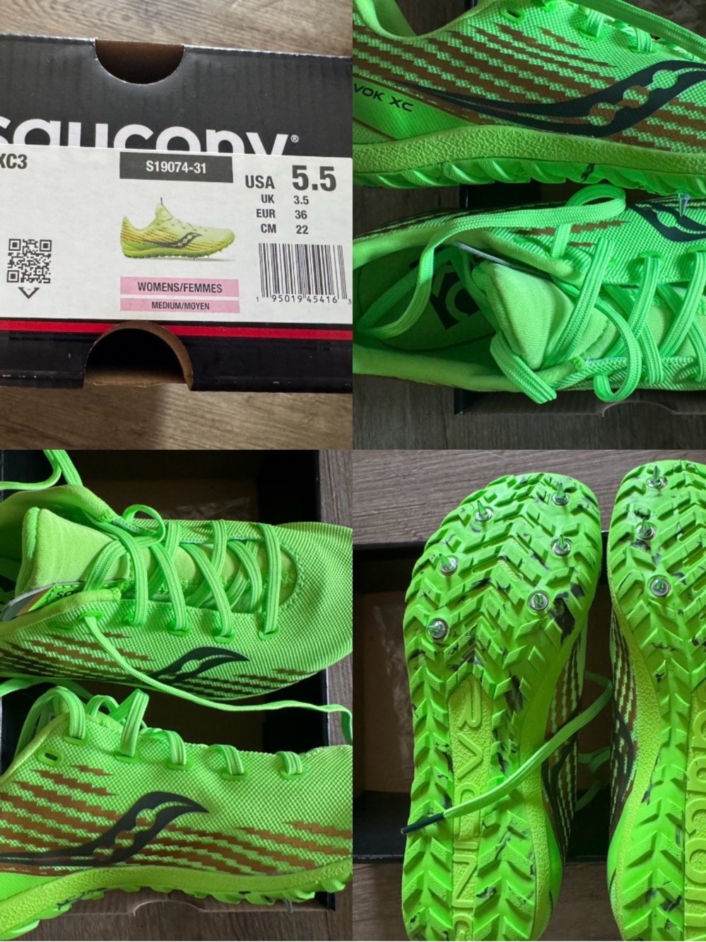Saucony Women's Havok XC3 Cross Country Spike Shoes Slime Green Size 5.5